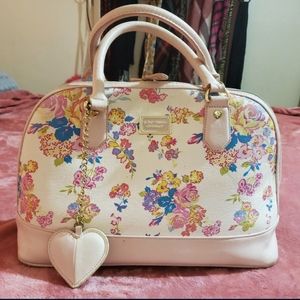 Betsey Johnson White & Pink Floral Shoulder Bag
